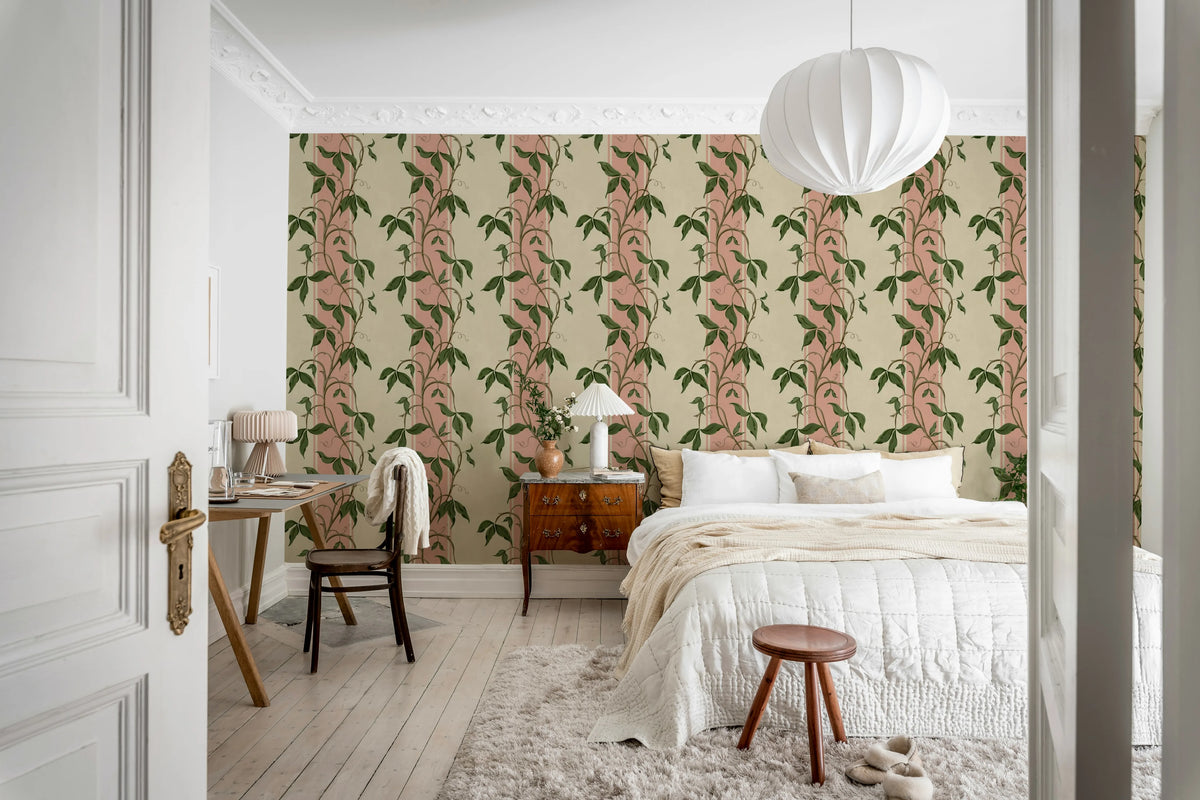 Garden Stripe, Pink Mural Wallpaper - room preview 03
