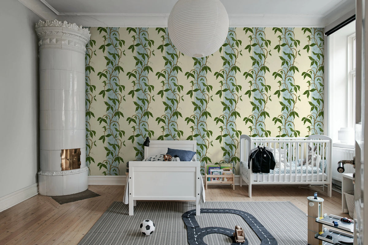 Garden Stripe, Light Blue Mural Wallpaper - room preview 03