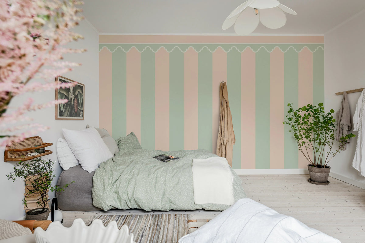 Stripe Chateau, Pastel Mural Wallpaper - room preview 03