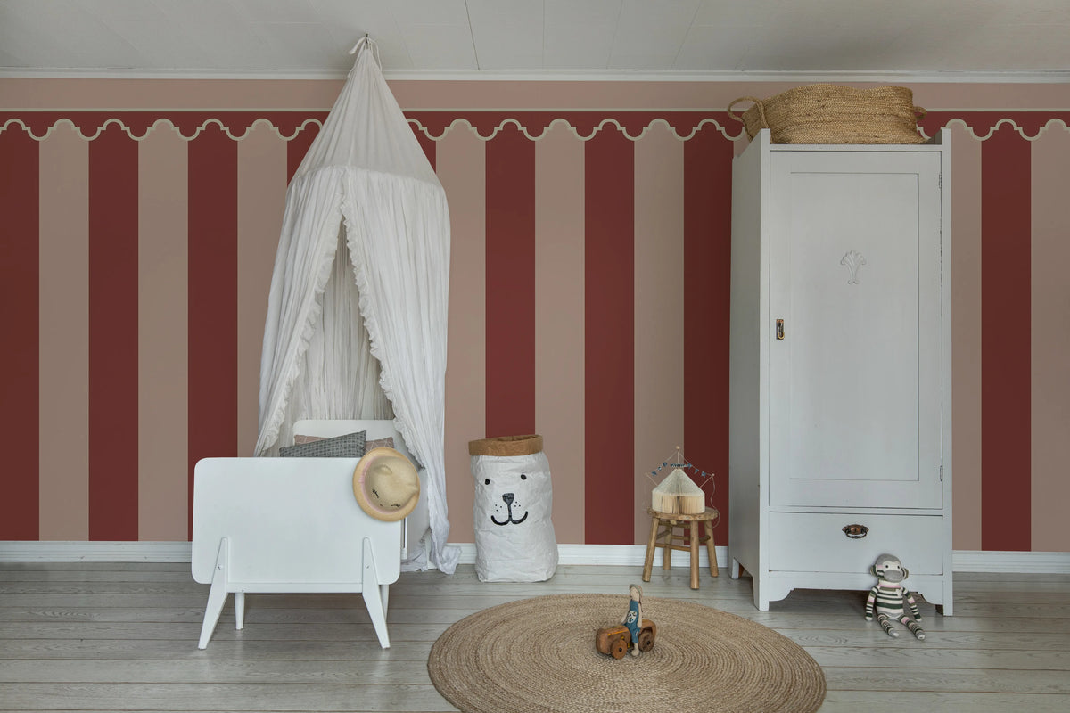 Stripe Chateau, Pink Mural Wallpaper - room preview 03