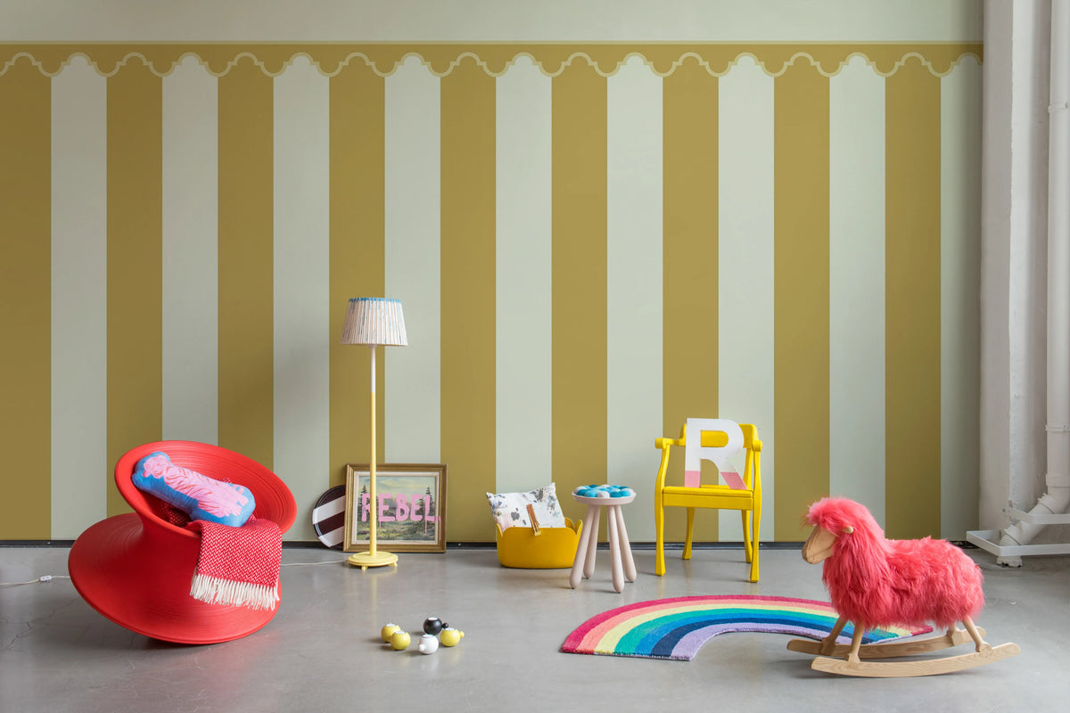 Stripe Chateau, Yellow Mural Wallpaper - room preview 03