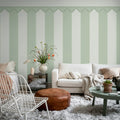Stripe Chateau, Green Mural Wallpaper - room preview 03