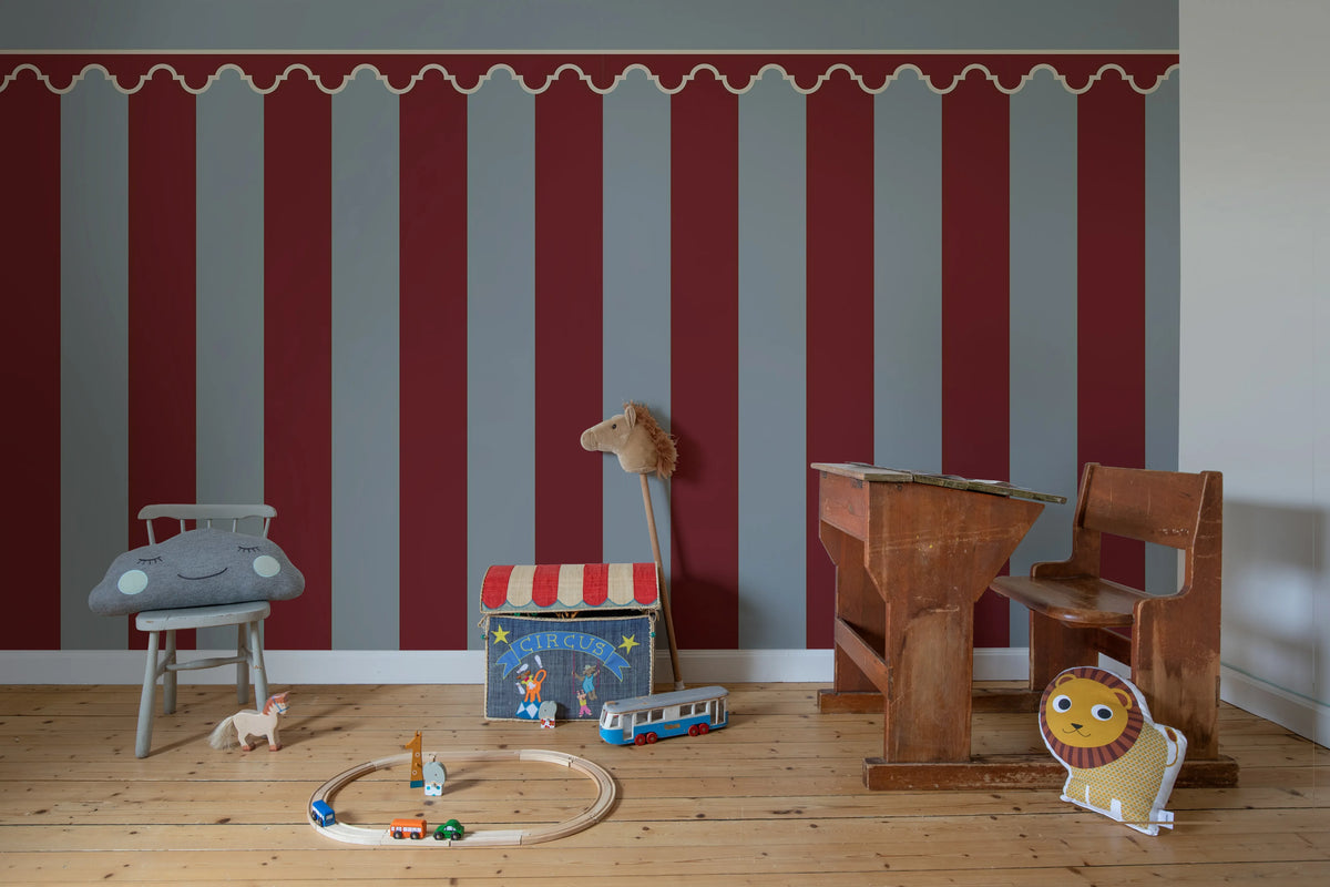 Stripe Chateau, Red Mural Wallpaper - room preview 03