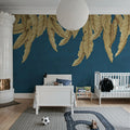Hanging Palms, Blue Mural Wallpaper - room preview 03