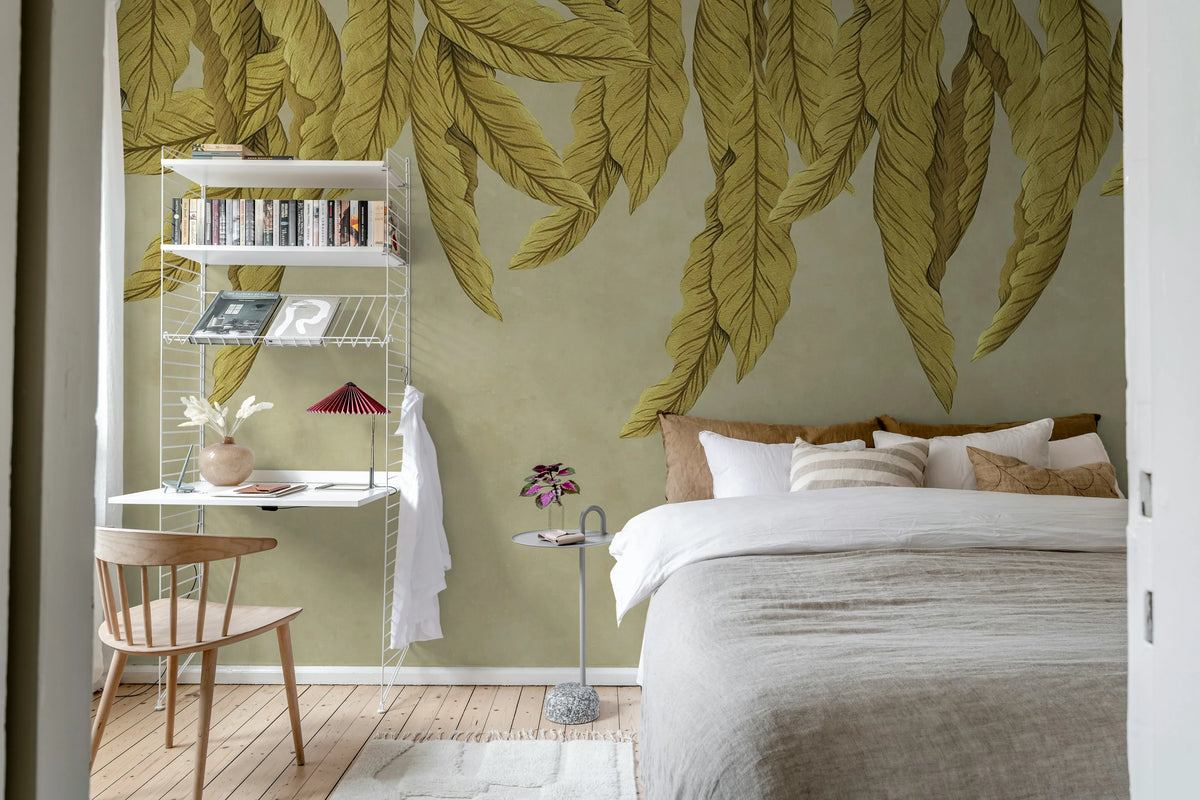 Hanging Palms, Beige Mural Wallpaper - room preview 03