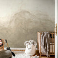 Abstract Watercolor, Beige Mural Wallpaper - room preview 03