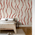 Ribbon Stripe, Red Mural Wallpaper - room preview 03