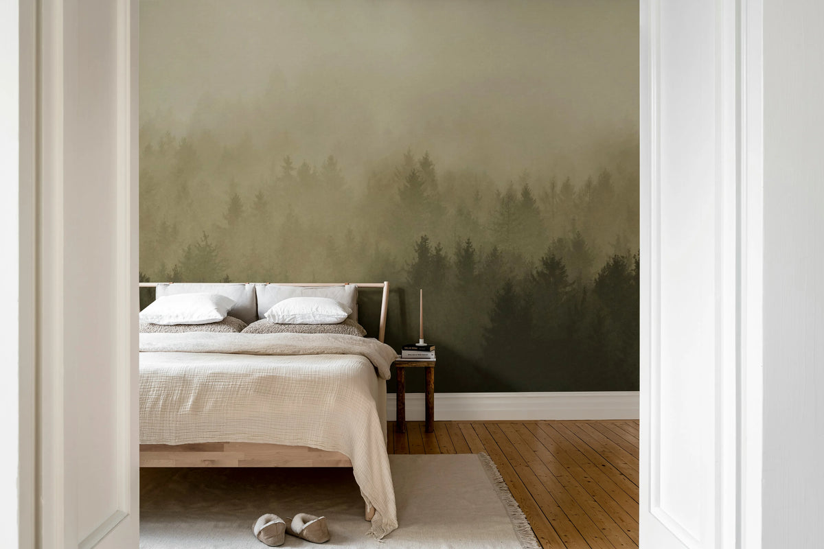 Cloudy Forest, Brown Mural Wallpaper - room preview 03