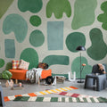 Watercolor Shapes, Green Mural Wallpaper - room preview 03