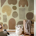 Watercolor Shapes, Brown Mural Wallpaper - room preview 03