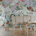 Playful Meadow, Blue Mural Wallpaper - room preview 03