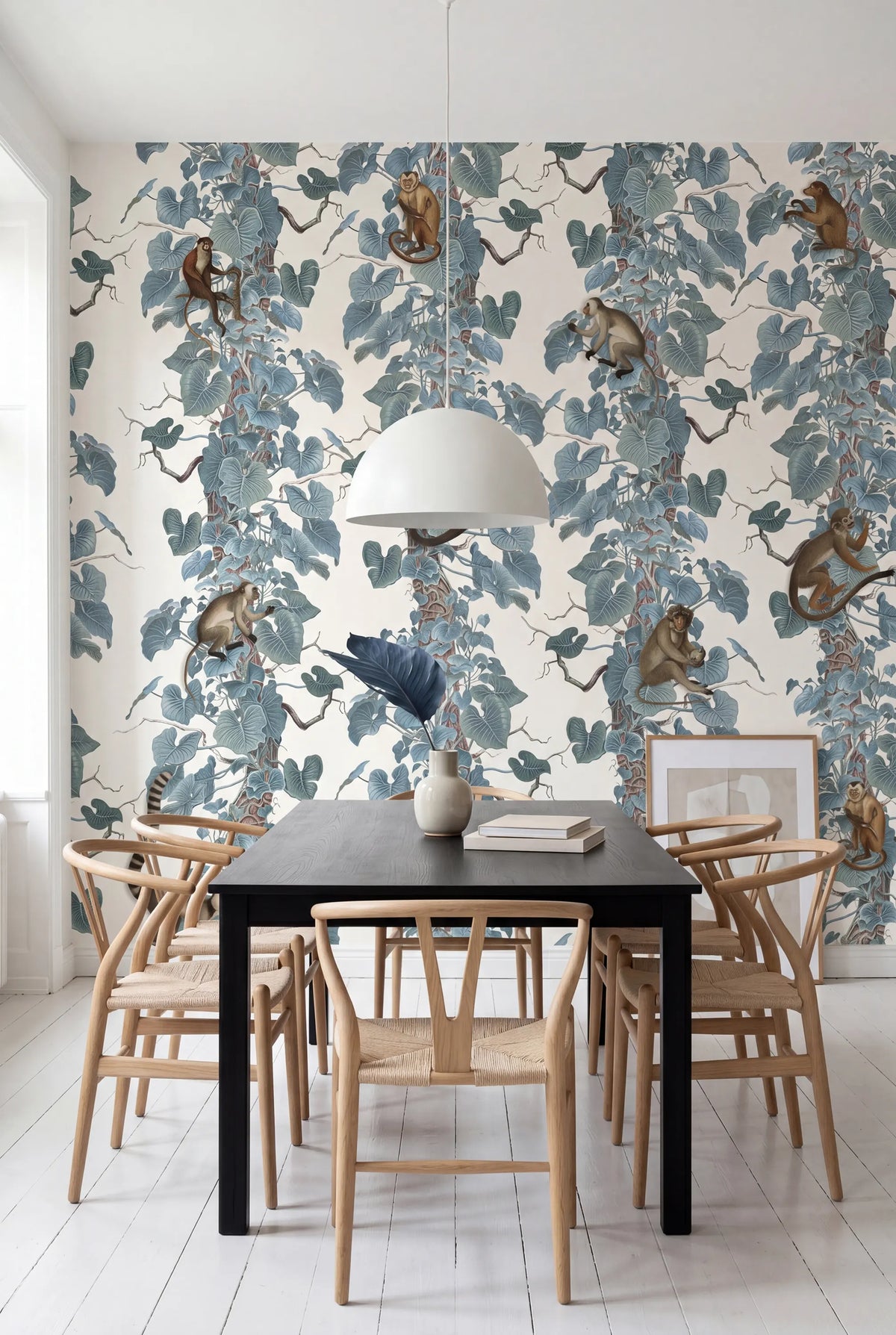 Monkey Climbers, Blue Mural Wallpaper - room preview 03