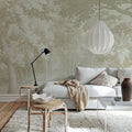 Forest Engraving, Beige Mural Wallpaper - room preview 03