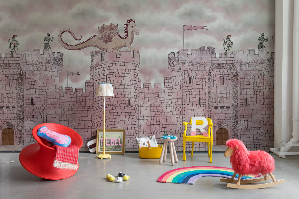 Dragon Castle, Pink Mural Wallpaper - room preview 03