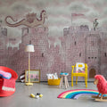 Dragon Castle, Pink Mural Wallpaper - room preview 03