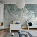 Monstera Wall, Blue Mural Wallpaper - room preview 03