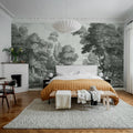 Etching Park, Black Mural Wallpaper - room preview 03