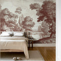 Etching Park, Burgundy Mural Wallpaper - room preview 03
