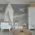 Fly Away, Gray Mural Wallpaper - room preview 03