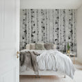 Birch Forest, Black & White Mural Wallpaper - room preview 03