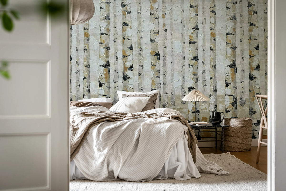 Birch Forest, Brown Mural Wallpaper - room preview 03