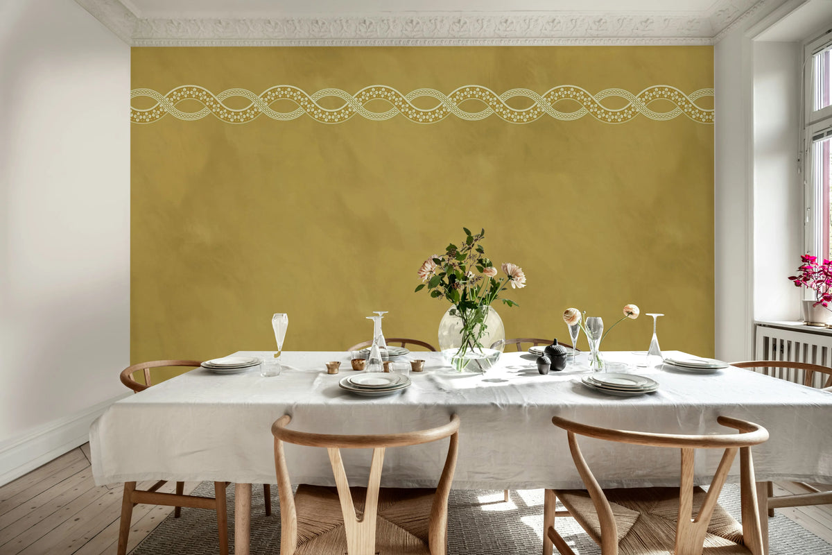 Ivory Braid, Yellow Mural Wallpaper - room preview 03