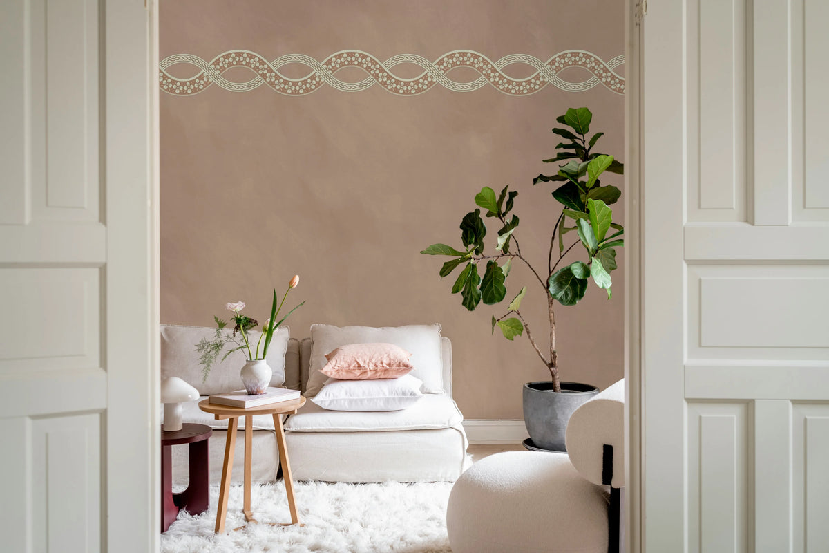 Ivory Braid, Pink Mural Wallpaper - room preview 03