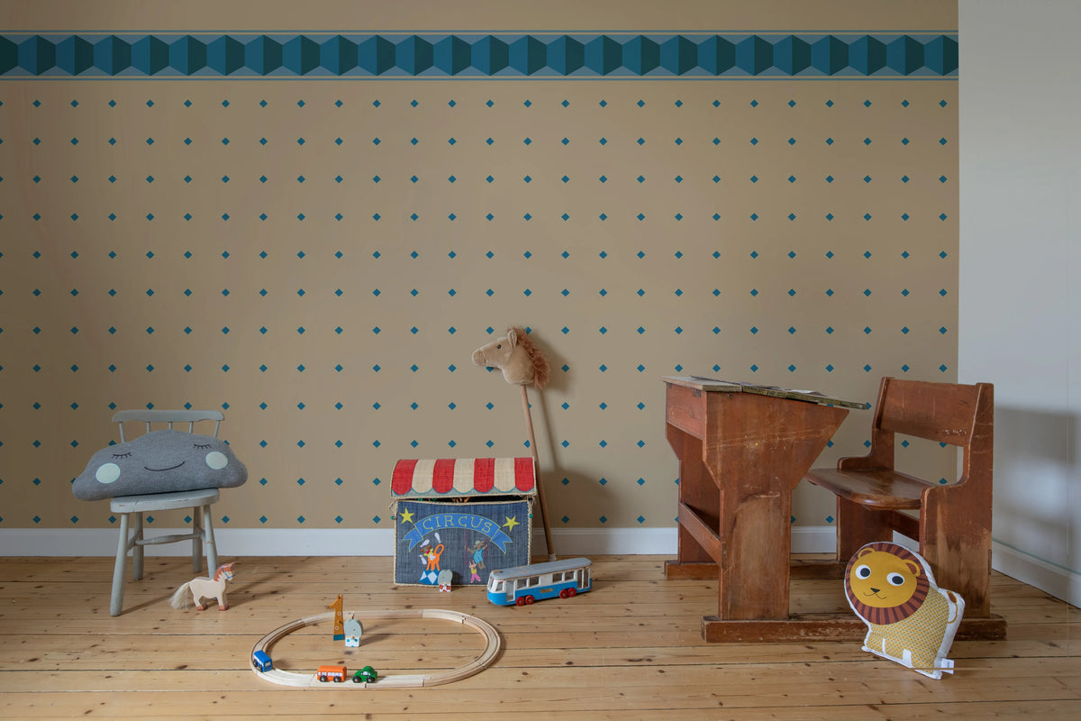 Gentle Manor, Teal Mural Wallpaper - room preview 03