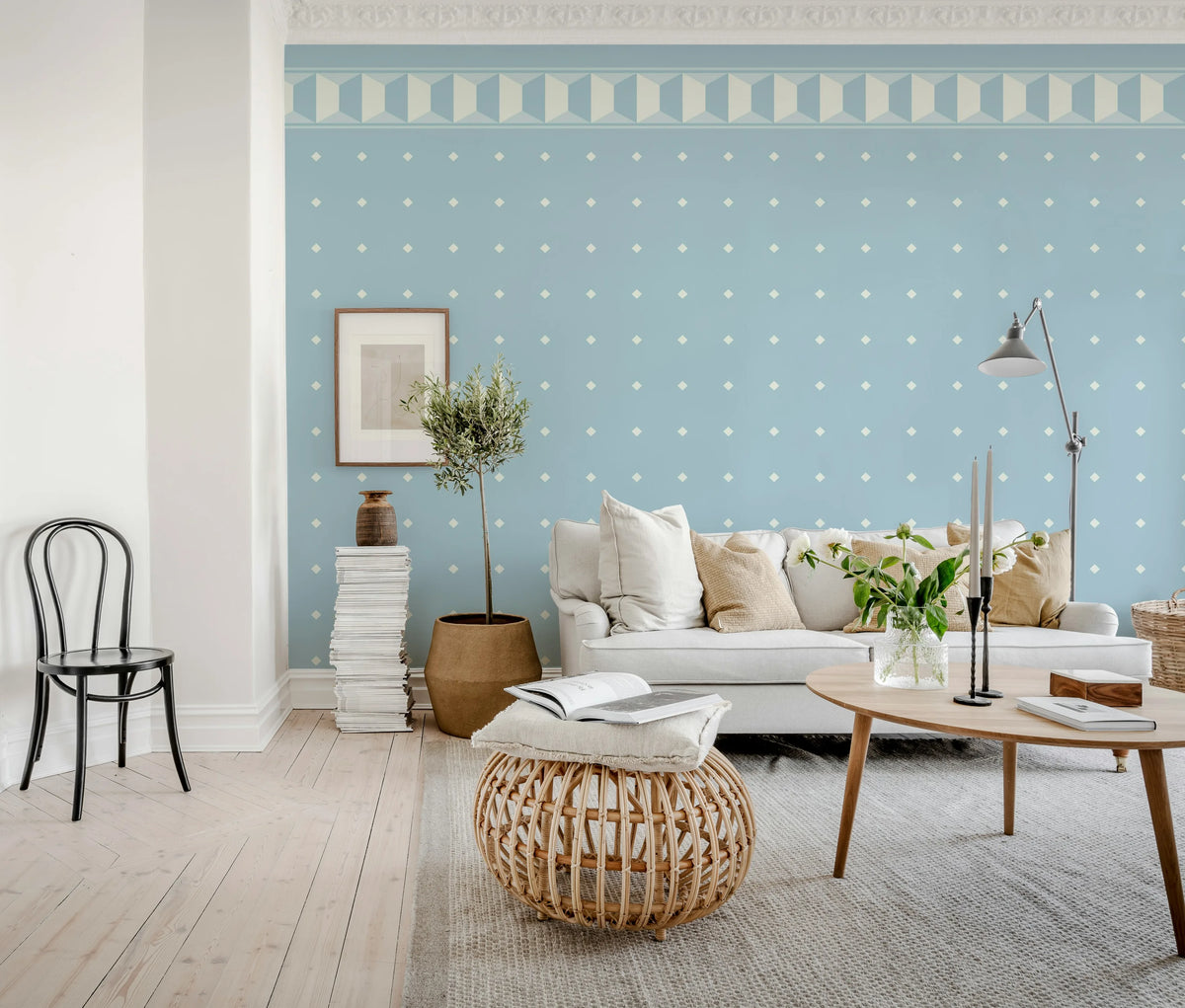 Gentle Manor, Blue Mural Wallpaper - room preview 03