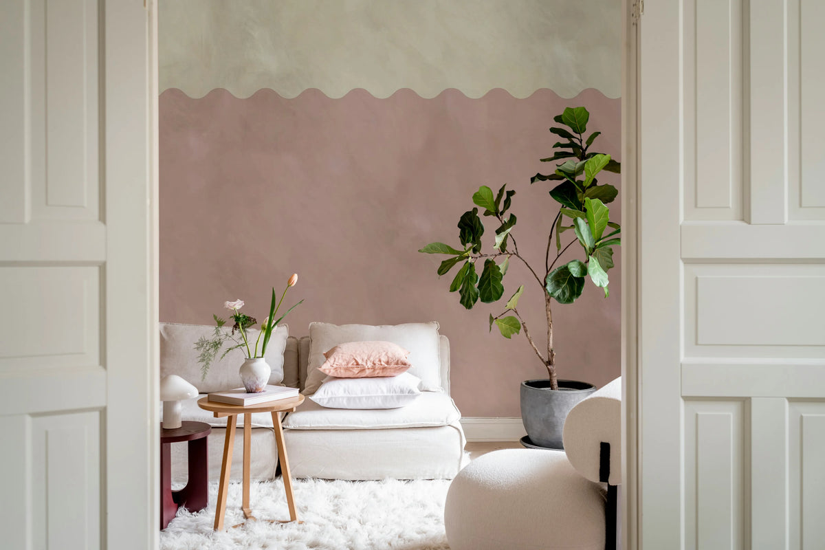 Wave Border, Pink Mural Wallpaper - room preview 03