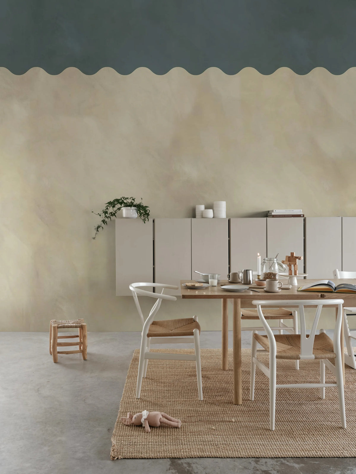 Wave Border, Misty Blue Mural Wallpaper - room preview 03