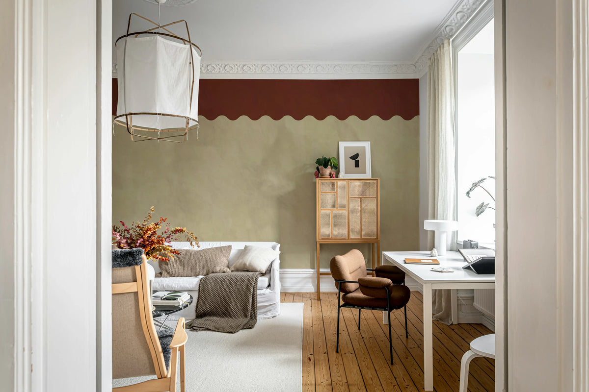 Wave Border, Brown Mural Wallpaper - room preview 03