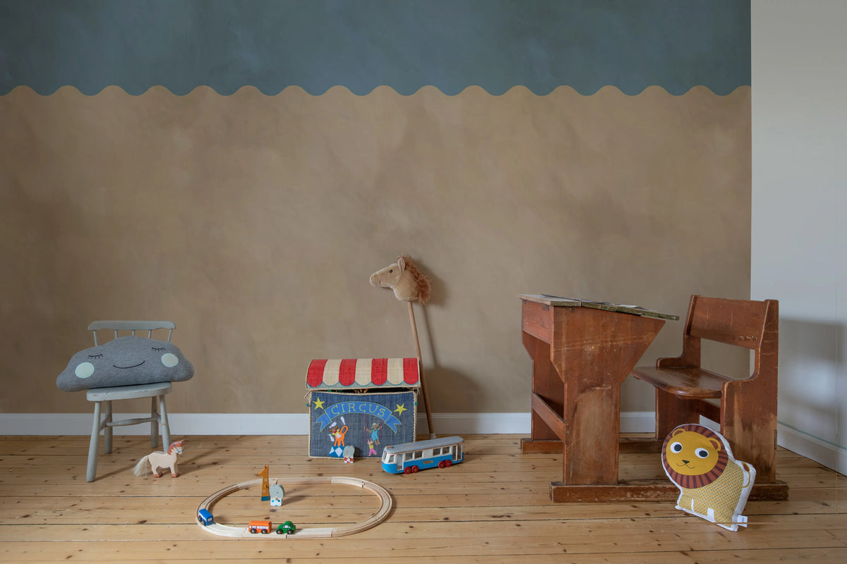 Wave Border, Blue Mural Wallpaper - room preview 03