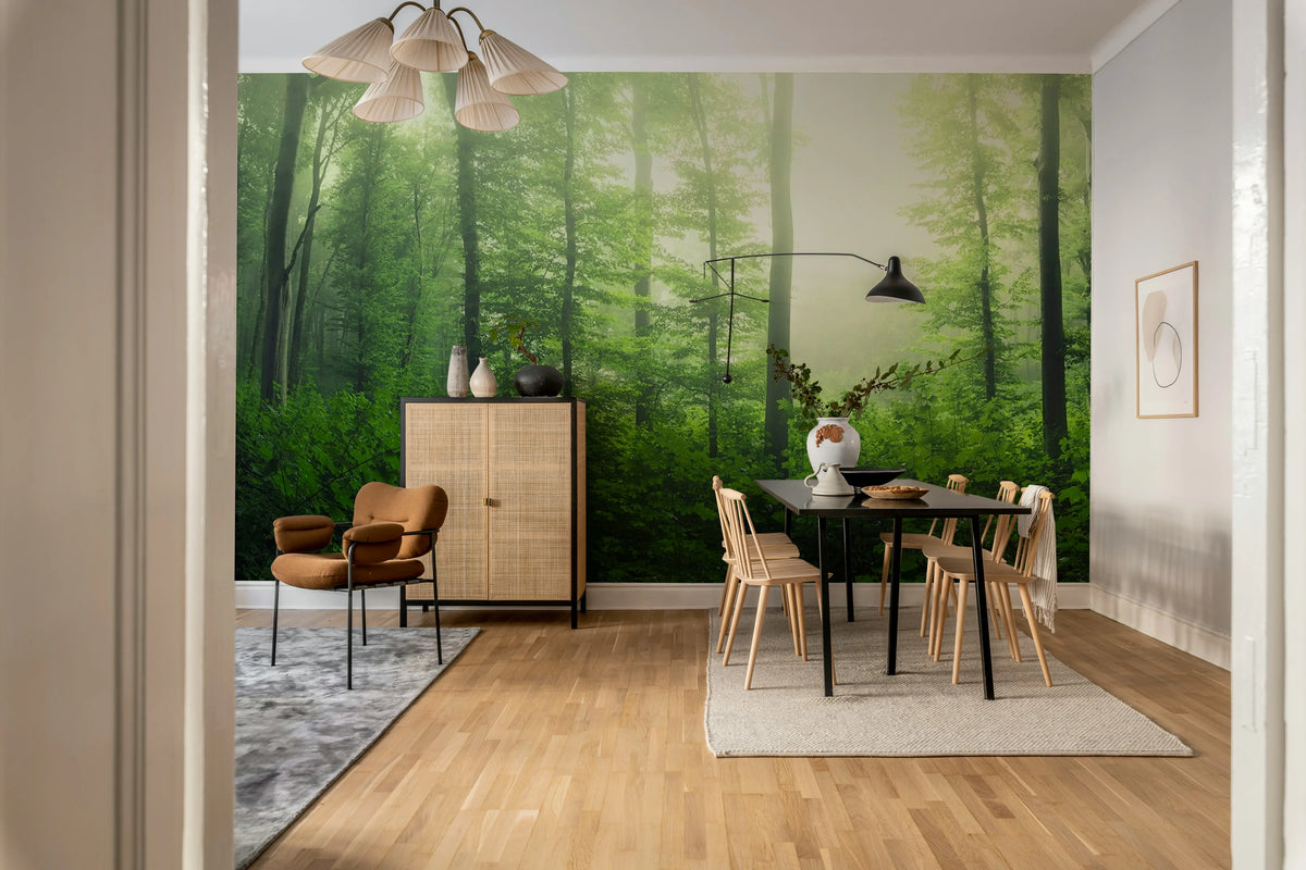 Serene Forest, Green Mural Wallpaper - room preview 03
