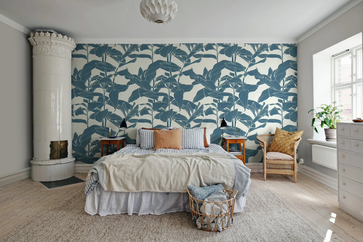 Rose Grape, Blue Mural Wallpaper - room preview 03