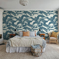 Rose Grape, Blue Mural Wallpaper - room preview 03
