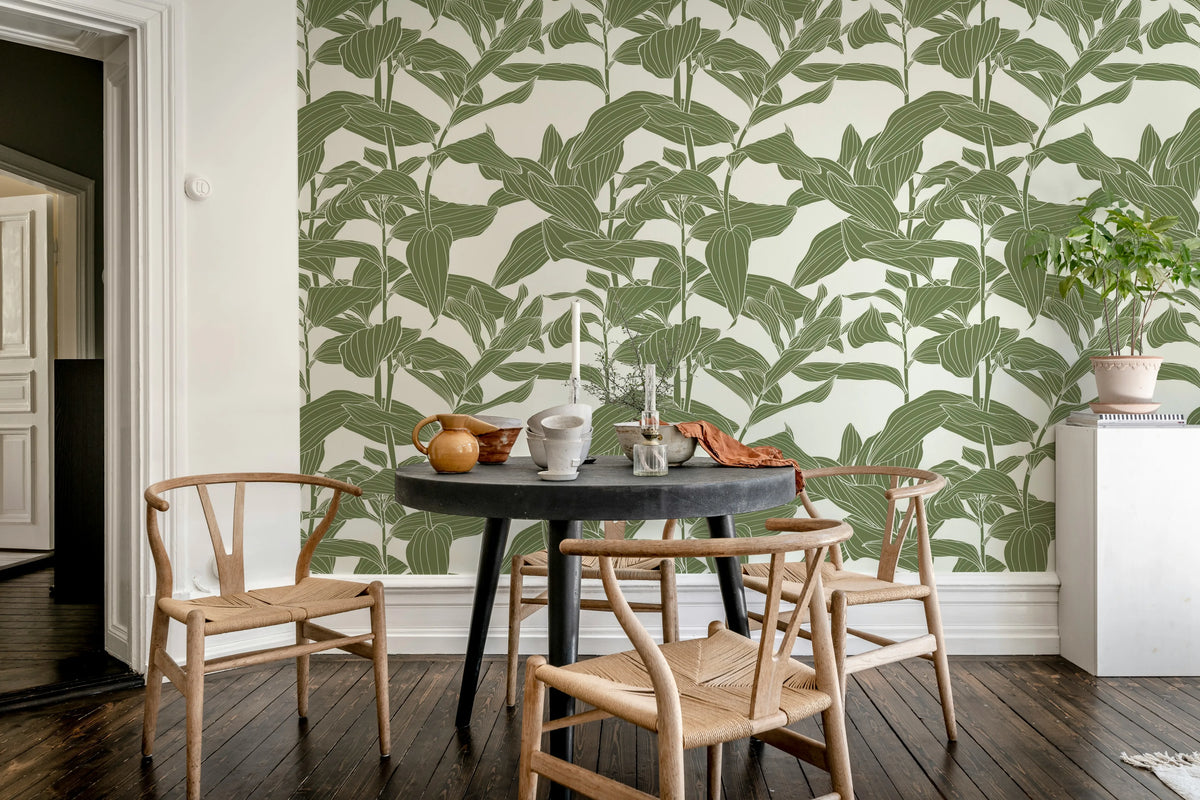 Rose Grape, Green Mural Wallpaper - room preview 03