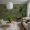 Floral Silhouette, Green Mural Wallpaper - room preview 03