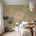 Paper Poppies, Beige Mural Wallpaper - room preview 03
