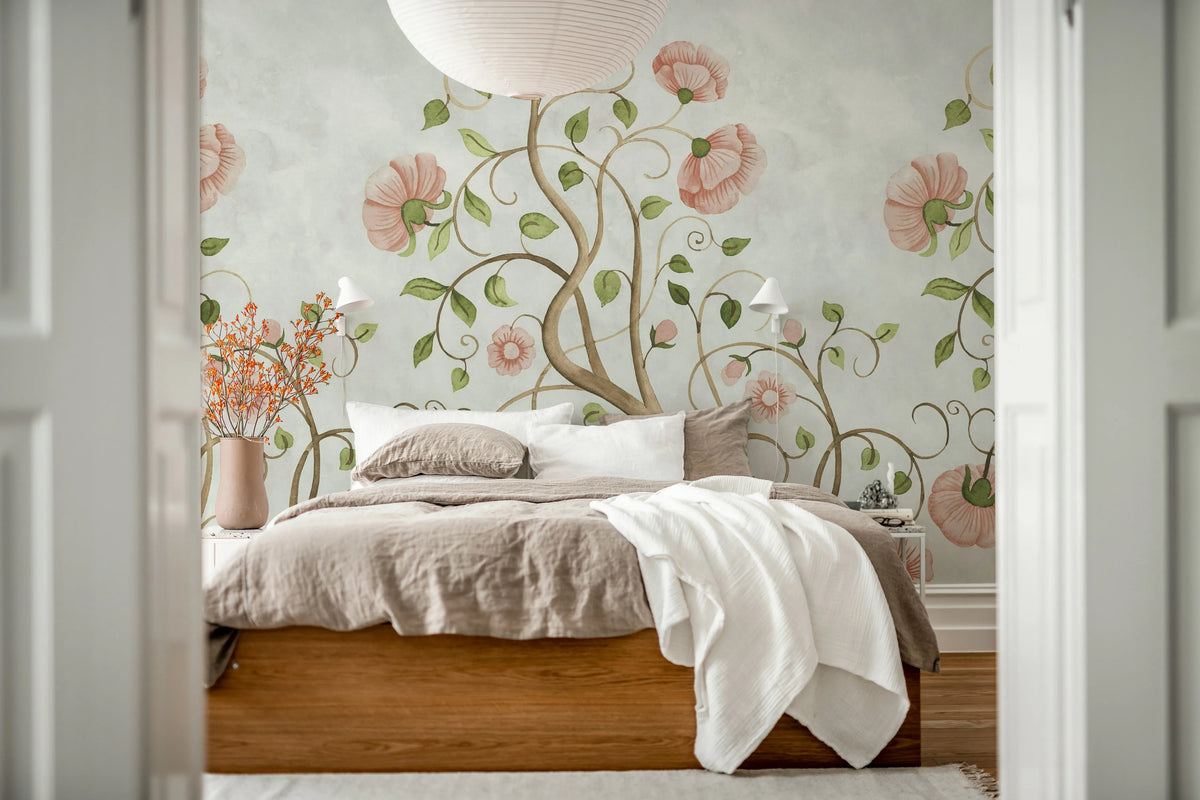 Big Poem, Pink Mural Wallpaper - room preview 03