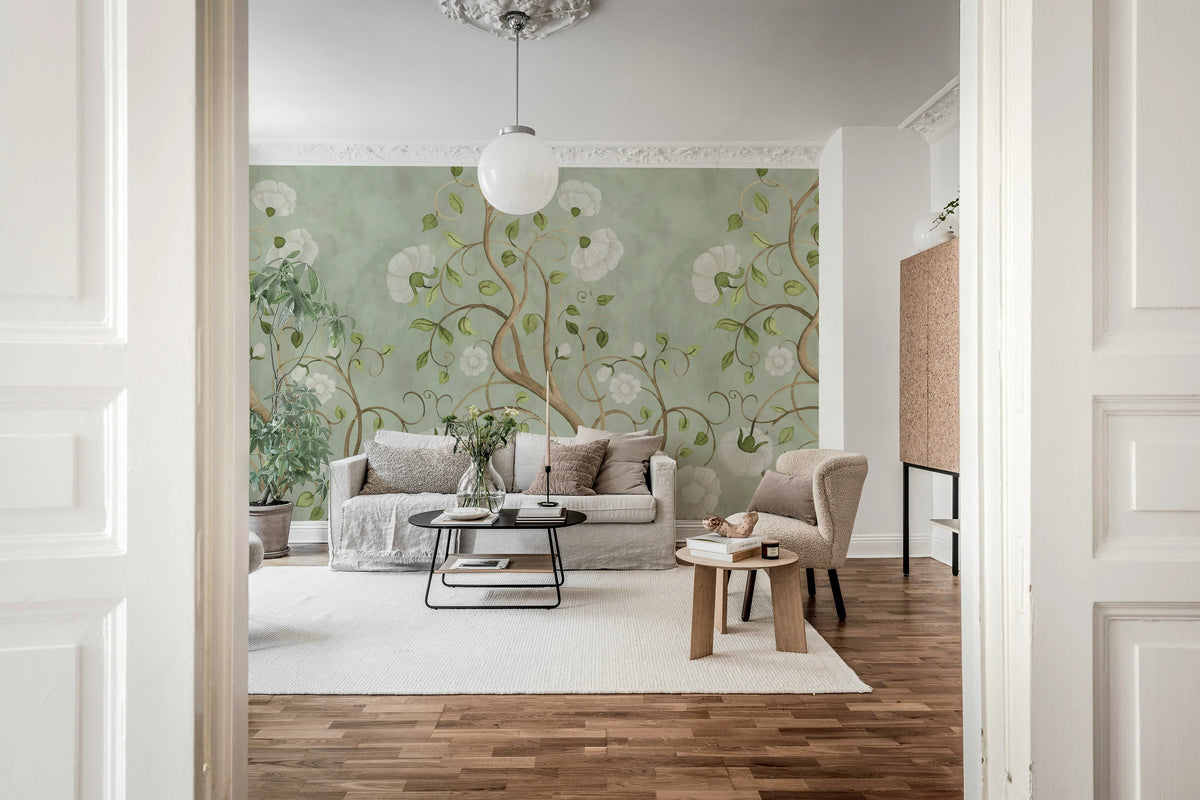 Big Poem, Green Mural Wallpaper - room preview 03