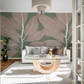 Ruby Lines, Green Mural Wallpaper - room preview 03