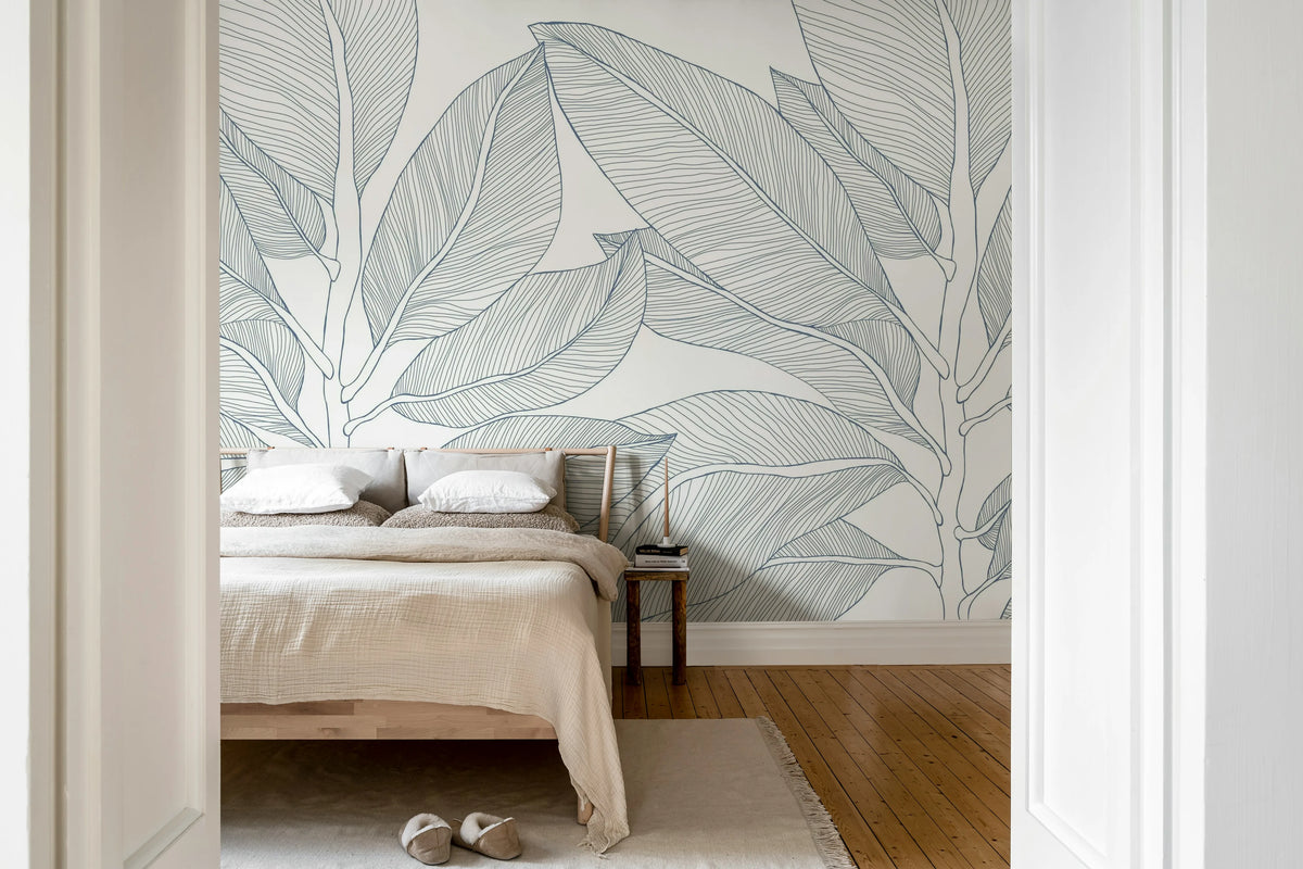 Ruby Lines, Blue Mural Wallpaper - room preview 03