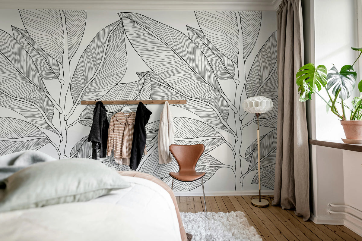Ruby Lines, Black Mural Wallpaper - room preview 03