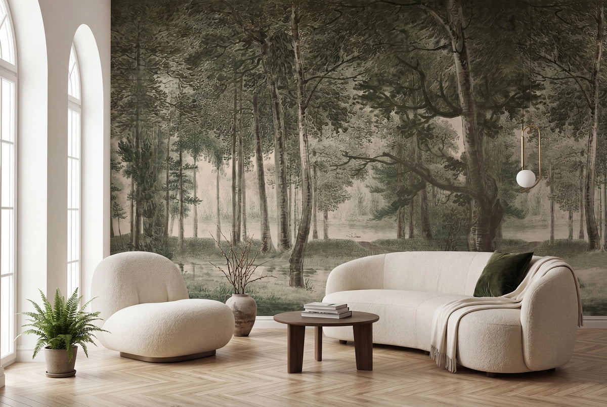 Lovers Forest, Green Mural Wallpaper - room preview 03