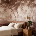 The Green Forest, Burgundy Mural Wallpaper - room preview 03