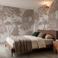 Tree Parade, Beige Mural Wallpaper - room preview 03