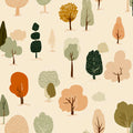 Stylized Woodland Tree Mural Wallpaper — Whimsical Forest Pattern Mural Wallpaper - room preview 04