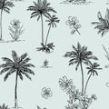 Coastal Palm Sketch Mural Wallpaper — Modern Minimalist Tropical Mural Wallpaper - room preview 04