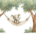 Baby Elephant in Hammock Mural Wallpaper — Whimsical Forest Scene Mural Wallpaper - room preview 04